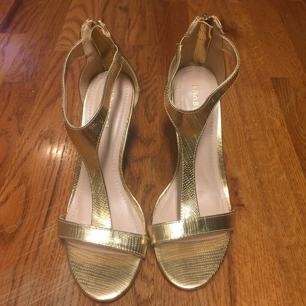 Gold strappy heels